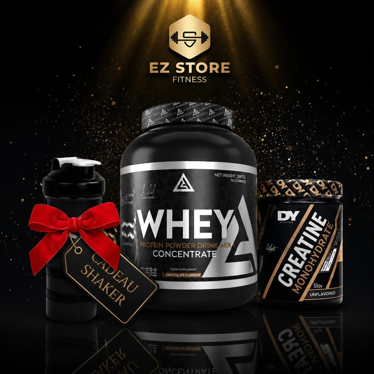 pack 3 : Créatine Monohydrate 300g – DY Nutrition - Lazar Angelov Whey Concentrate 2270g (cadeau)