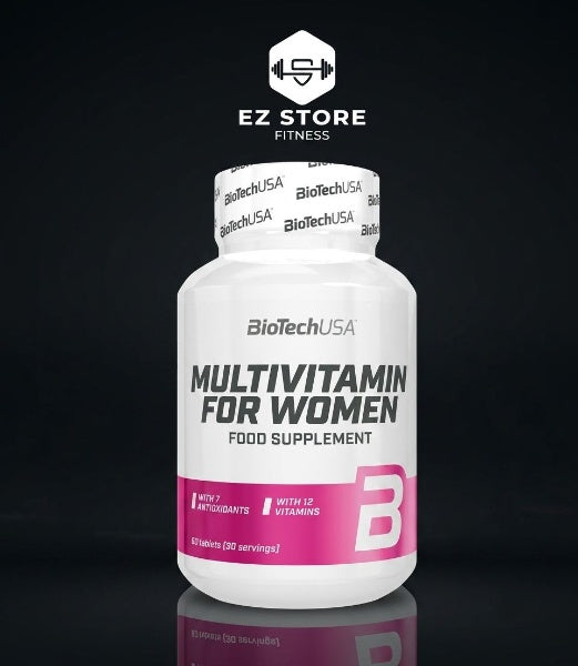 Multivitamin For Women 60 Tablets – BiotechUSA (12 Vitamines + 8 Minéraux + 7 Antioxydants, Iron 17mg, 30 doses)